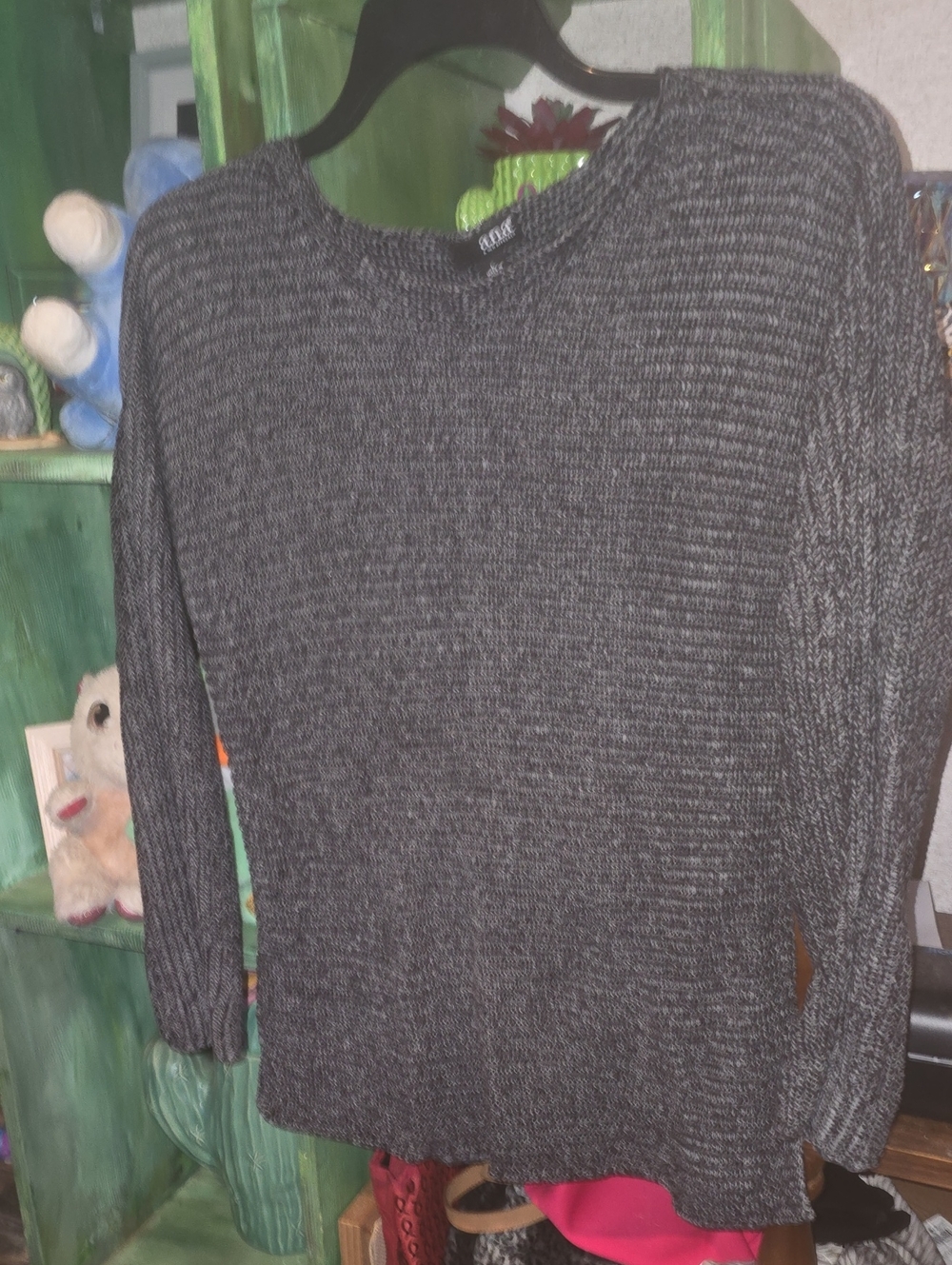 a.n.a Charcoal Ribbed Crewneck Sweater